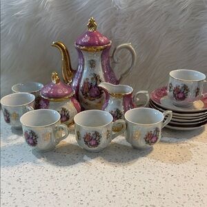 Vintage Pink and Gold Porcelain Tea Set